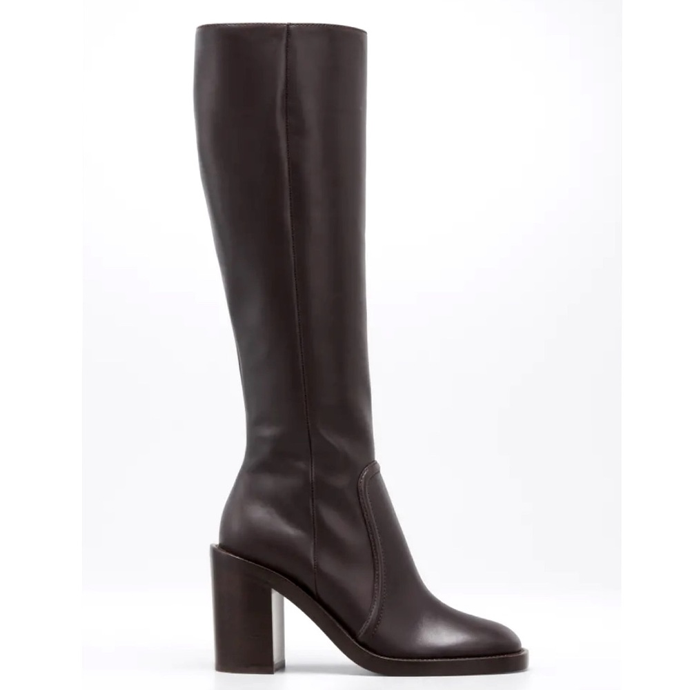 Gianvito Rossi 80mm Leather Knee Boots - Moka